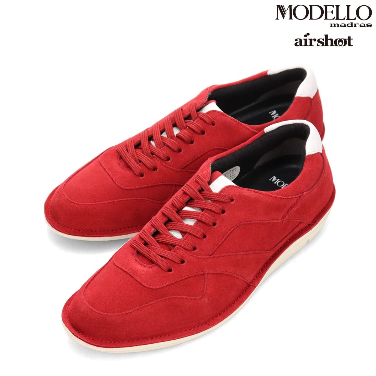 モデロ MODELLO 独自開発ソールで『圧倒的』 歩きやすさ！マドラス製 新感覚レザースニーカー  DMA301 RED-VELOURS 25.0