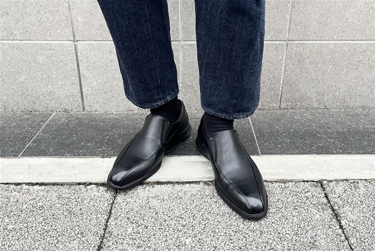 【GORE-TEX】マドラスウォーク madras Walk　フォーマル且つアクティブに。GORE-TEXファブリクス搭載 スワールモカ・スリッポンビジネスシューズ MW7932　BLACK men's 25.0cm　足元