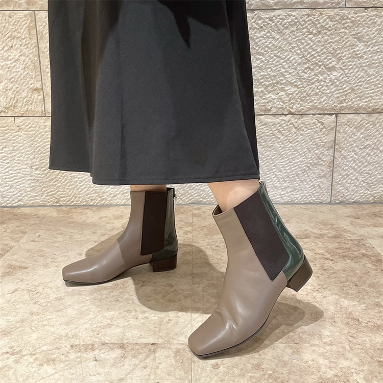 【抗ウイルス・抗菌加工】マドラス東京ファクトリー製 バイカラーショートブーツ MAL0035 ivo/c womens 23.0cm