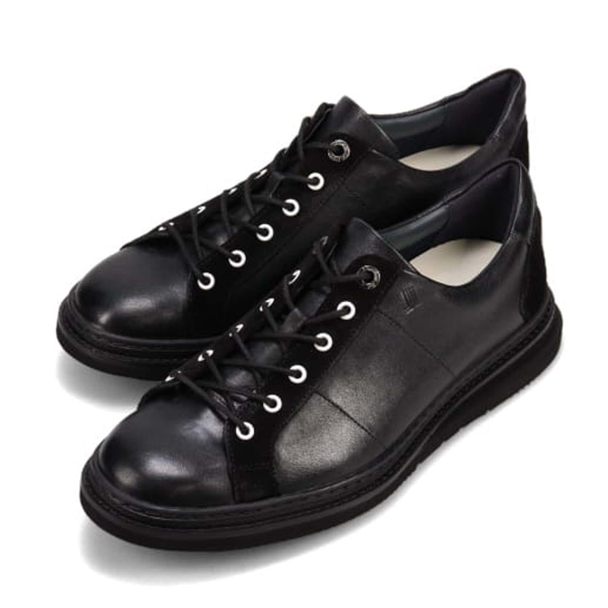 ランバンオンブルー LANVIN en Bleu  レースアップコンビネーションレザースニーカー　86553 D-GRAY 25.0