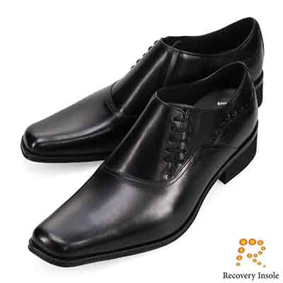 モデロ MODELLO 「リカバリーインソール」搭載で指圧効果により血行を115％促進。サイドレースドレスシューズ　DM5523XR BLACK 25.0