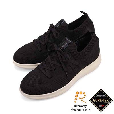 【GORE-TEX】モデロ MODELLO 「リカバリー指圧インソール」搭載で指圧効果により血行を115％促進。 カジュアルニットスニーカー　DM6525GR BLACK 25.0
