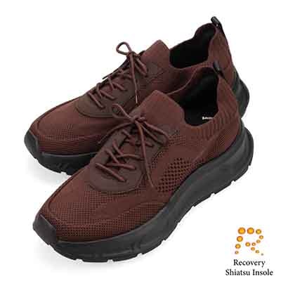モデロ MODELLO 「Recovery Shiatsu Insole」搭載で指圧効果により血行をよくする。厚底ニット レースアップスニーカー　DM6530R D-BROWN 25.0