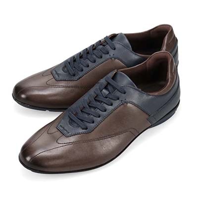 【抗菌消臭機能】モデロ MODELLO  さまざまなシーンに合わせやすい ドレスレザースニーカー DM6922 GRAY/NAVY 25.0