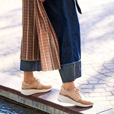 モデロ MODELLO 今まで感じたことのない履き心地♪ 『airshoot』シリーズ  ストレッチレースアップスニーカー　DML10107 BEIGE/C 23.0