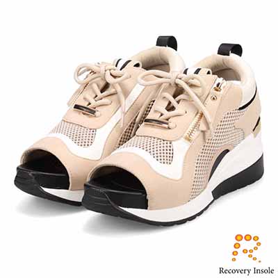 モデロ MODELLO 「リカバリーインソール」搭載で指圧効果により血行を115％促進。Recoveryヒールスニーカーサンダル　DML1940R BEIGE 23.0