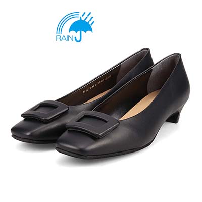 【撥水仕様】モデロ MODELLO 安定感とすっきりを両立させたローヒールパンプス　DML3501 BLACK 23.0