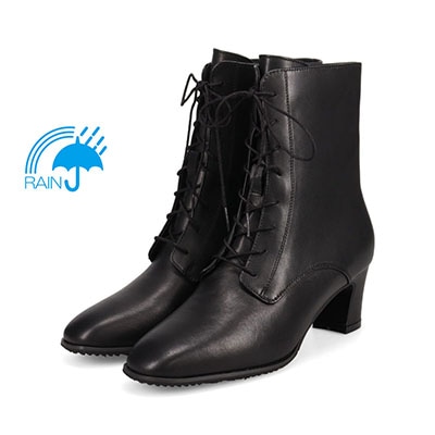 【撥水仕様】モデロMODELLO5.5cmヒールレースアップショートブーツDML5503X BLACK 23.0