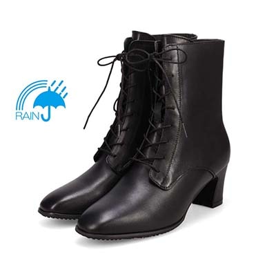 【撥水仕様】モデロ MODELLO 5.5cmヒール レースアップショートブーツ  DML5503 BLACK 23.0