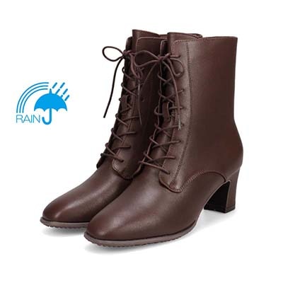 【撥水仕様】モデロ MODELLO 5.5cmヒール レースアップショートブーツ  DML5503 D-BROWN 23.0