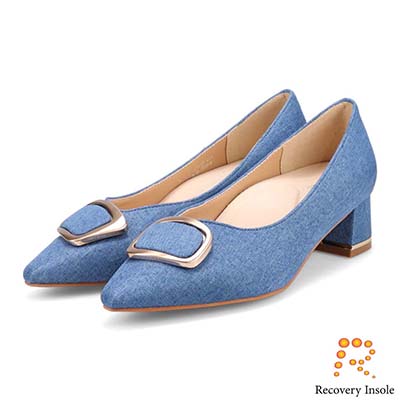 モデロ MODELLO 「リカバリーインソール」搭載で指圧効果により血行を115％促進。Recoveryポインテッドパンプス　DML5505R BLUE-TX 23.0