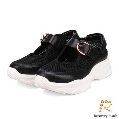 モデロ MODELLO 「リカバリーインソール」搭載で指圧効果により血行を115％促進。Recoveryスニーカーサンダル　DML5507R BLACK M（23～23.5ｃｍ）
