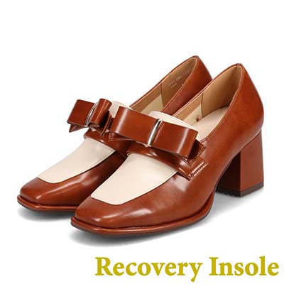 モデロ MODELLO 「リカバリーインソール」搭載で指圧効果により血行を115％促進。Recoveryチャンキーヒールローファー　DML6065R BROWN/C 23.0