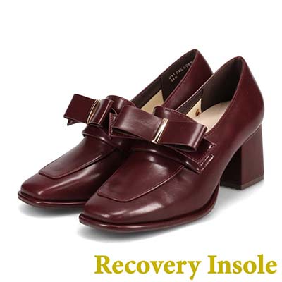 モデロ MODELLO 「リカバリーインソール」搭載で指圧効果により血行を115％促進。Recoveryチャンキーヒールローファー　DML6065R BURGUNDY 23.0