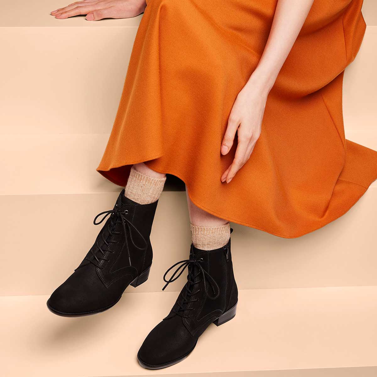  モデロ MODELLO 特許 metaインソール搭載 3.5cm 万能レースアップブーツ DML7151MT BLACK-SILKY 23.0