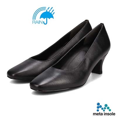 【撥水仕様】モデロ MODELLO 特許 metaインソール搭載 5.5cm 万能スクエアトゥパンプス　DML8800MT BLACK 23.0