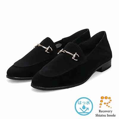 【撥水仕様】モデロ MODELLO 「Recovery Shiatsu Insole」搭載で指圧効果により血行をよくする。1.5cmヒール ビットローファー  DML8812XR BLACK-SILKY 23.0
