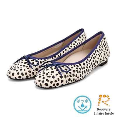 【撥水仕様】モデロ MODELLO 「Recovery Shiatsu Insole」搭載で指圧効果により血行を115％促進。 0.5ｃｍヒール バレエシューズ  DML8814R WHITE-PR 23.0