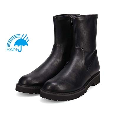 【撥水仕様】モデロ MODELLO 3.5cmヒール タンクソールショートブーツ  DML8820 BLACK 23.0