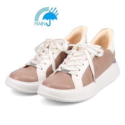 【4cm4時間防水設計】エル スポーツ ELLESPORT スッと履けるクイックフィット　レイン仕様  コートスニーカー　ESP12591 BEIGE/C 23.0