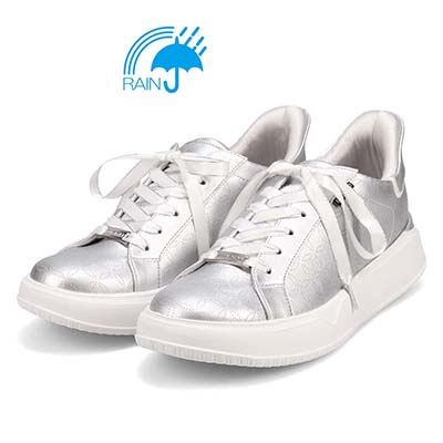 【4cm4時間防水設計】エル スポーツ ELLESPORT スッと履けるクイックフィット　レイン仕様  コートスニーカー　ESP12591 SILVER 23.0