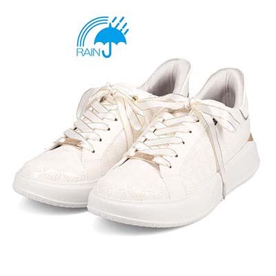 【4cm4時間防水設計】エル スポーツ ELLESPORT スッと履けるクイックフィット　レイン仕様  コートスニーカー　ESP12591 WHITE 23.0