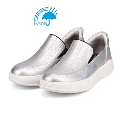 【4cm4時間防水設計】エル スポーツ ELLESPORT  スッと履けるクイックフィット　レイン仕様  スリッポンスニーカー　ESP12592 SILVER 23.0