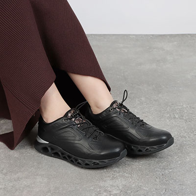 エル スポーツ ELLESPORT キャビティソールエンボススニーカー　ESP12601 BLACK 23.0