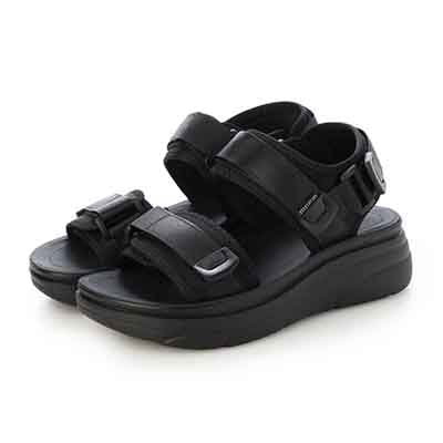 エル スポーツ ELLESPORT 　2本ベルト厚底スポーツサンダル　ESP12607 BLACK M（23～23.5ｃｍ）