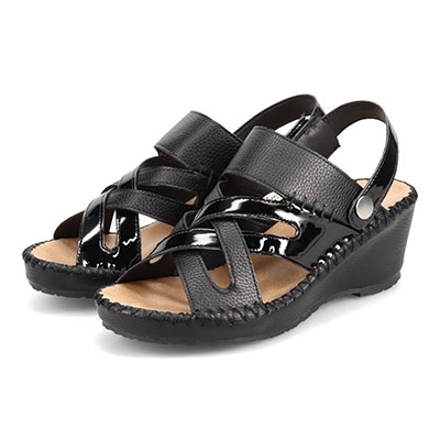 エル スポーツ ELLESPORT 2WAY・ウェッジサンダル  ESP12735V BLACK 23.0