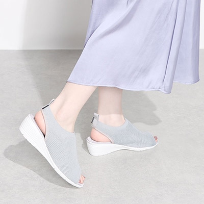 エル スポーツ ELLESPORT キラキラ ラメ入りウェッジサンダル  ESP12736 GRAY 23.0