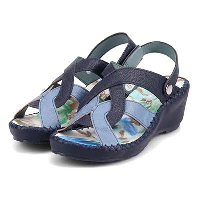 エル スポーツ ELLESPORT 2WAYウェッジサンダル　ESP12738 NAVY/BLUE 23.0