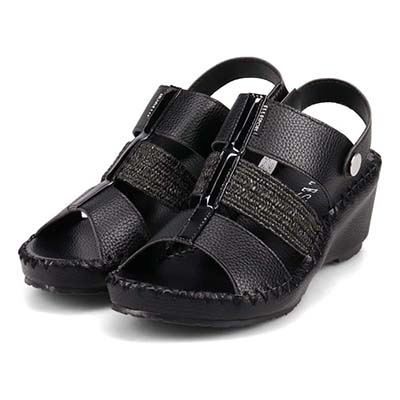 エル スポーツ ELLESPORT 2WAYウェッジサンダル　ESP12739 BLACK 23.0