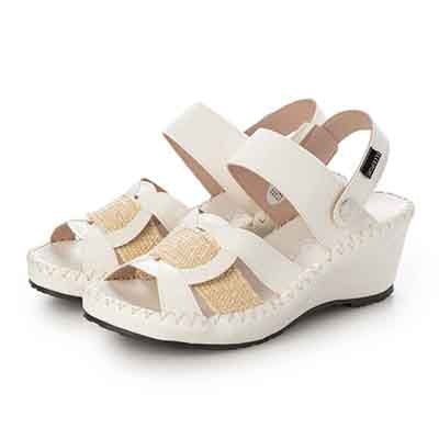 エル スポーツ ELLESPORT　伸びるラフィア2WAYウェッジサンダル BLACK 23.0