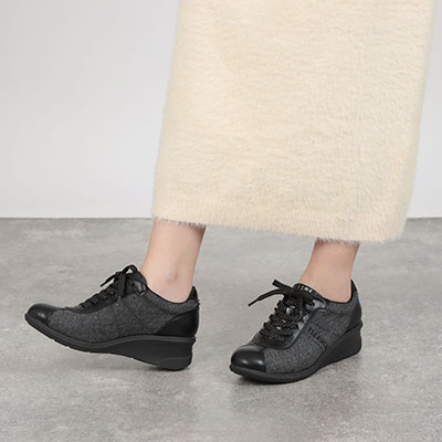 エル スポーツ ELLESPORT レースアップウェッジスニーカー　ESP14707 GRAY-TX 23.0