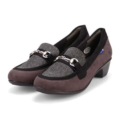 エル スポーツ ELLESPORT  ウェッジヒールで歩きやすい♪足馴染み抜群のソフトストレッチ素材  ビットローファー　ESP14710 GRAY/C 23.0