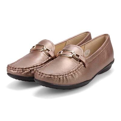 HIROKO KOSHINO 足入れの良いスクエアトゥ・モカデザイン カジュアルシューズ HKL7500 BRONZE 23.0