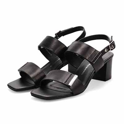 HIROKO KOSHINO 安定の太めヒール バックストラップ 5.5cmヒールサンダル　HKL8009 BLACK 23