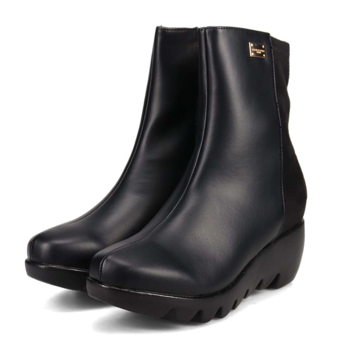 【撥水加工】HIROKO KOSHINO FEMME　ウエーブウエッジソールブーツ　HRL1009 GRAY-SILKY M　(23.0～23.5)