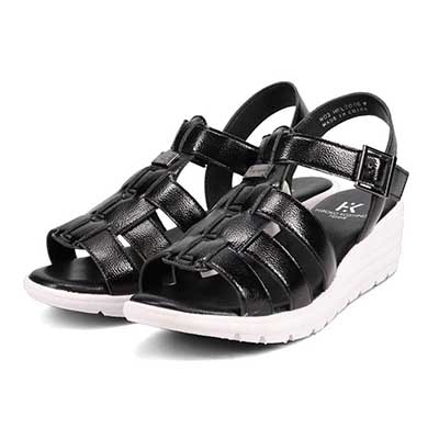 HIROKO KOSHINO FEMME　ウエッジソールグルカサンダル　HRL2006 BLACK M　(23.0～23.5)
