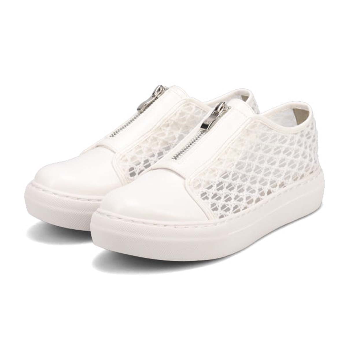 HIROKO KOSHINO FEMME センターファスナーで履きやすいスニーカー　HRL2017 WHITE/C 23.0