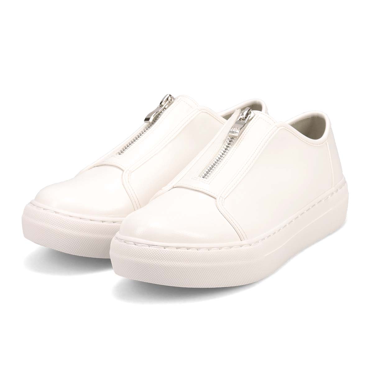 HIROKO KOSHINO FEMME センターファスナーで履きやすいスニーカー　HRL2017 WHITE 23.0