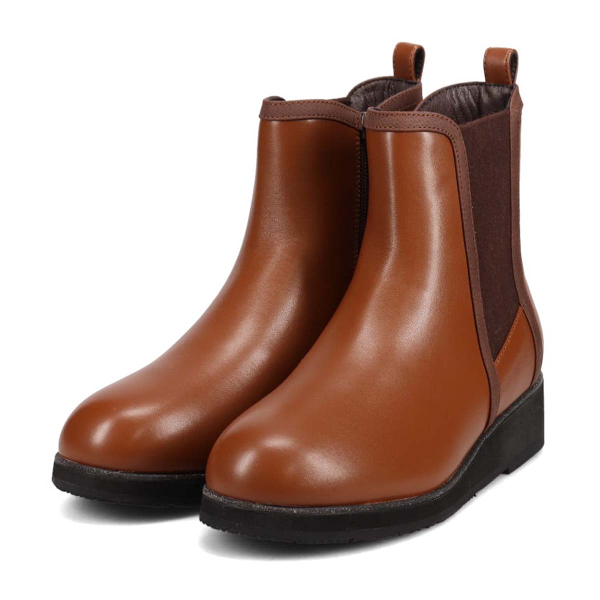 【撥水加工】HIROKO KOSHINO FEMME グラスファイバー配合ソール・サイドゴアブーツ　HRL4008 BROWN 23.0