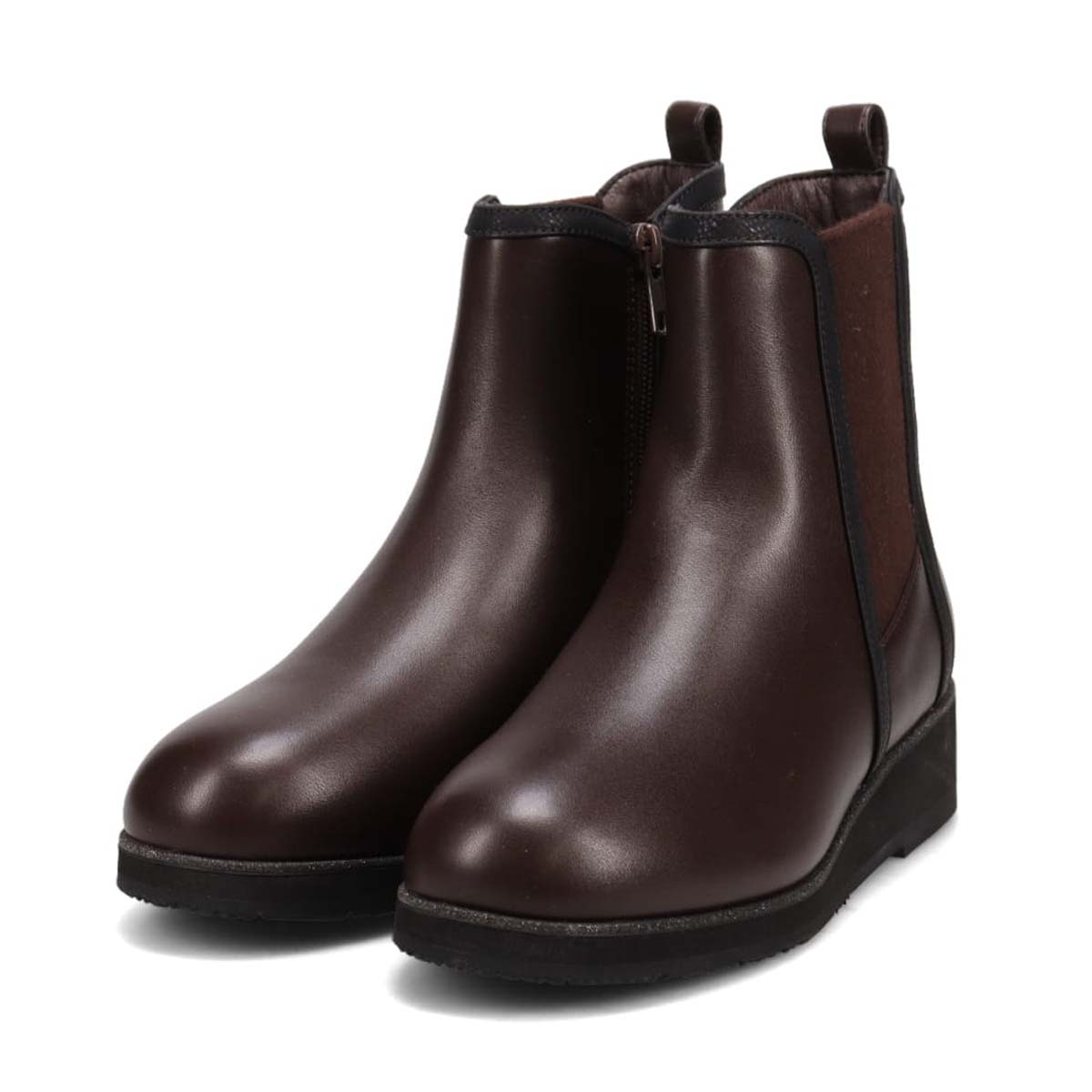 【撥水加工】HIROKO KOSHINO FEMME グラスファイバー配合ソール・サイドゴアブーツ　HRL4008 BROWN 23.0