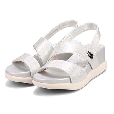 HIROKO KOSHINO FEMME 屈曲性のある6cmウェッッジソールサンダル　HRL5000 SILVER M　(23.0～23.5)