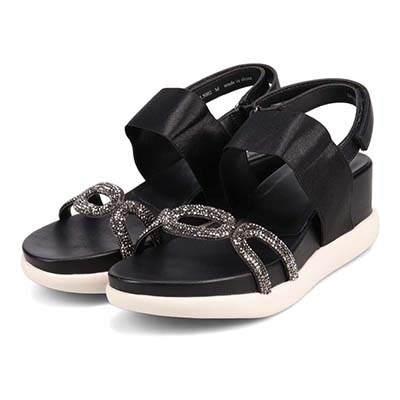 HIROKO KOSHINO FEMME 屈曲性のある 6cmウェッッジソールデザインサンダル　HRL5002 BLACK M　(23.0～23.5)