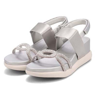 HIROKO KOSHINO FEMME 屈曲性のある 6cmウェッッジソールデザインサンダル　HRL5002 SILVER M　(23.0～23.5)