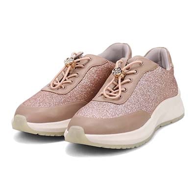 HIROKO KOSHINO FEMME グリッターとラインストーンで華やかなスニーカー　HRL5003 L-PINK 23.0