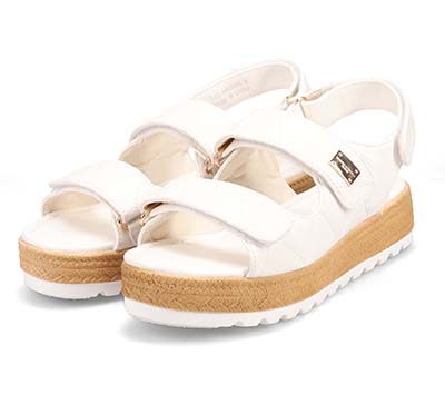 HIROKO KOSHINO FEMME キルティング&ジュート風の厚底ソールが大人可愛いサンダル　HRL6000 IVORY M　(23.0～23.5)