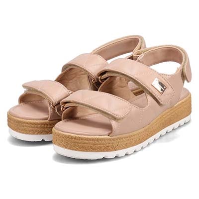 HIROKO KOSHINO FEMME キルティングとジュート風の厚底ソールが大人可愛いサンダル　HRL6000 L-PINK M　(23.0～23.5)